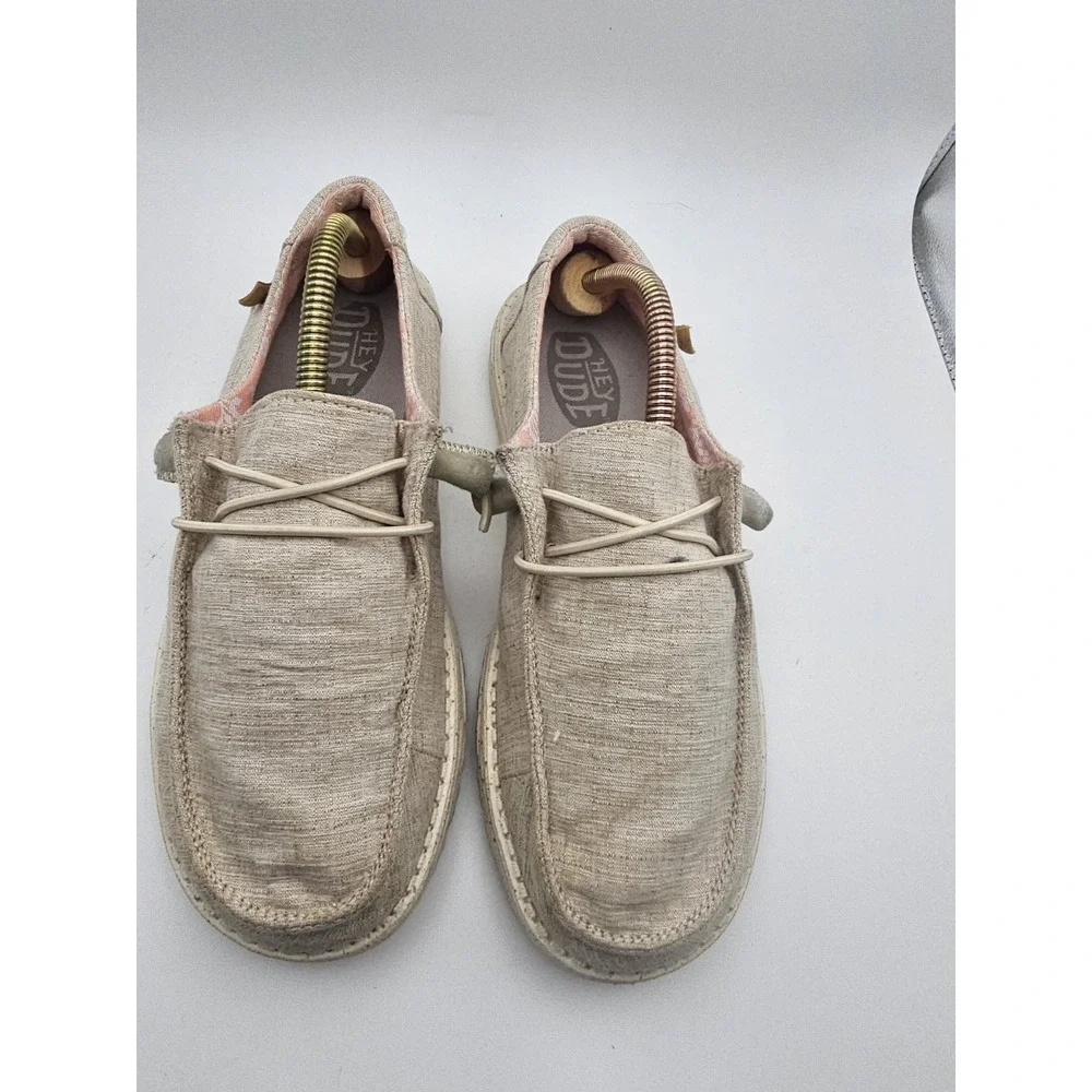 Hey Dude Wendy Funk Chambray White Abstract Women's Shoes Size 7